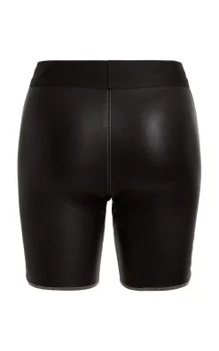 Leather Mini Biker Shorts -Lady Fashion Store ludovic de saint sernin black leather mini biker shorts 2