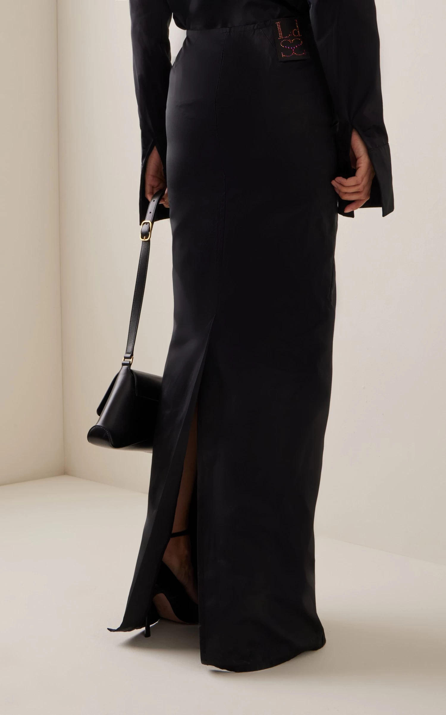 Logo-Detailed Straight Satin Maxi Skirt 5 Logo-Detailed Straight Satin Maxi Skirt - Image 3