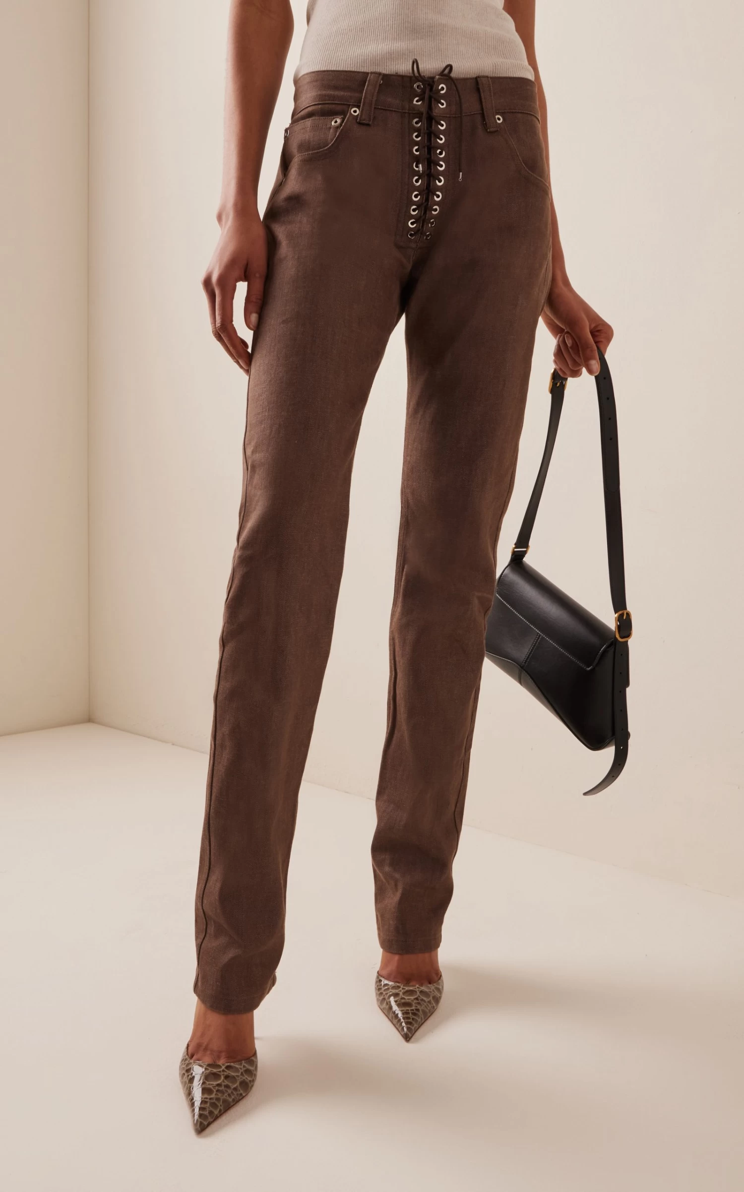 Lace-Up Rigid High-Rise Slim-Leg Jeans 4 Lace-Up Rigid High-Rise Slim-Leg Jeans - Image 2