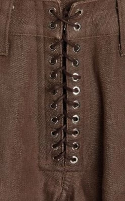 Lace-Up Rigid High-Rise Slim-Leg Jeans 9 Lace-Up Rigid High-Rise Slim-Leg Jeans -Lady Fashion Store ludovic de saint sernin brown lace up jeans slim 3