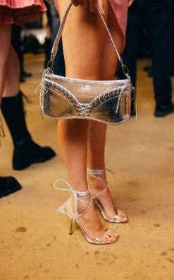 Cleavage Metallic Python Embossed Leather Bag