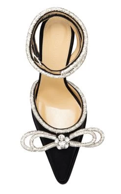 Double Bow Satin Crystal Pumps -Lady Fashion Store mach mach black double bow satin crystal pumps 3