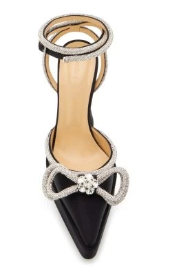 Double Bow Satin Crystal Pumps -Lady Fashion Store mach mach black double bow satin crystal pumps 5