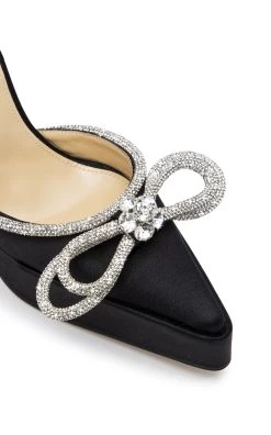 Double Bow Satin Crystal Pumps -Lady Fashion Store mach mach black double bow satin crystal pumps 8