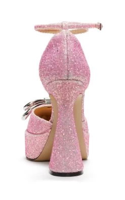 Bold Glitter Double Bow Platform Pumps -Lady Fashion Store mach mach pink bold glitter double bow platform pumps 3