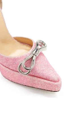 Bold Glitter Double Bow Platform Pumps -Lady Fashion Store mach mach pink bold glitter double bow platform pumps 4