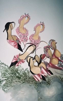 Double Heart Satin Draped Pumps -Lady Fashion Store mach mach pink double heart satin draped pumps 1