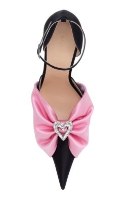 Double Heart Satin Draped Pumps -Lady Fashion Store mach mach pink double heart satin draped pumps 2