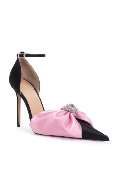 Double Heart Satin Draped Pumps -Lady Fashion Store mach mach pink double heart satin draped pumps 4