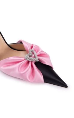 Double Heart Satin Draped Pumps -Lady Fashion Store mach mach pink double heart satin draped pumps 5