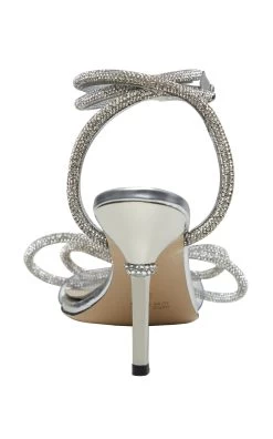 Crystal Bow-Embellished Sandals -Lady Fashion Store mach mach silver crystal bow embellished sandals 2