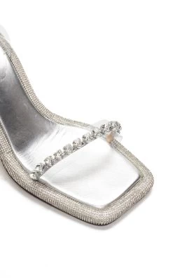 Crystal-Embellished PVC Leather Sandals -Lady Fashion Store mach mach silver crystalized heart leather sandals 3