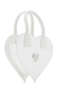 Heart Shape Satin Top Handle Bag -Lady Fashion Store mach mach white heart shape satin top handle bag 2