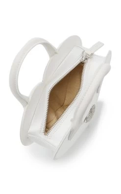 Heart Shape Satin Top Handle Bag -Lady Fashion Store mach mach white heart shape satin top handle bag 4