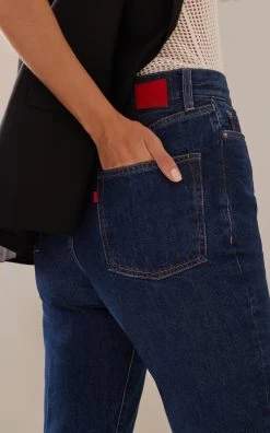 Erica Rigid High-Rise Straight-Leg Jeans -Lady Fashion Store made in tomboy dark wash erica denim 5