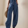 Isabelle Rigid High-Rise Tapered Wide-Leg Jeans -Lady Fashion Store made in tomboy medium wash isabelle jean