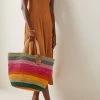 Manebi Raffia Rainbow Summer Tote Bag -Lady Fashion Store manebi multi raffia rainbow summer tote bag