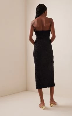 Mona Floral-Appliqued Organic Cotton Midi Dress -Lady Fashion Store mara hoffman black mona floral appliqued organic cotton midi dress 2