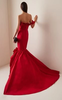 Marchesa Rose Taffeta Gown 8 Marchesa Rose Taffeta Gown -Lady Fashion Store marchesa red rose taffeta gown 2