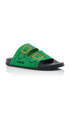 Marni Trompe-l'œil Jacquard Sandals -Lady Fashion Store marni green trompe l oeil sandal 4
