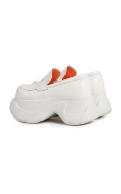 Marni Leather Platform Loafers -Lady Fashion Store marni white moccasin shoe 2