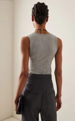 Stretch Cotton Tank Top -Lady Fashion Store matteau swim grey stretch cotton tank top 2