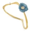 18k Yellow Gold Titanium Flower Bangle Bracelet In Sky Blue