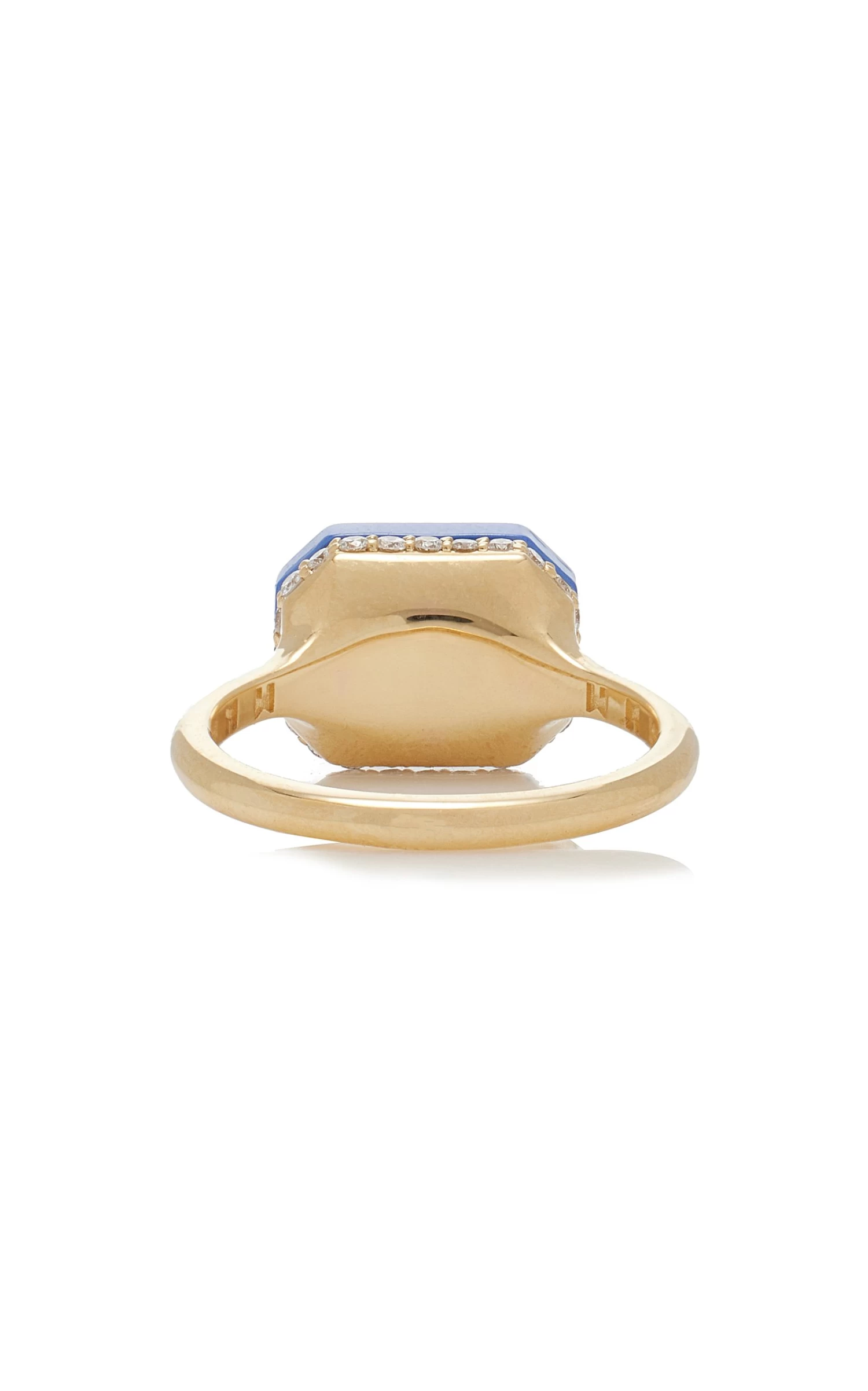 18k Yellow Gold Bleue Ceramic Sapphire Ring 6 18k Yellow Gold Bleue Ceramic Sapphire Ring - Image 4