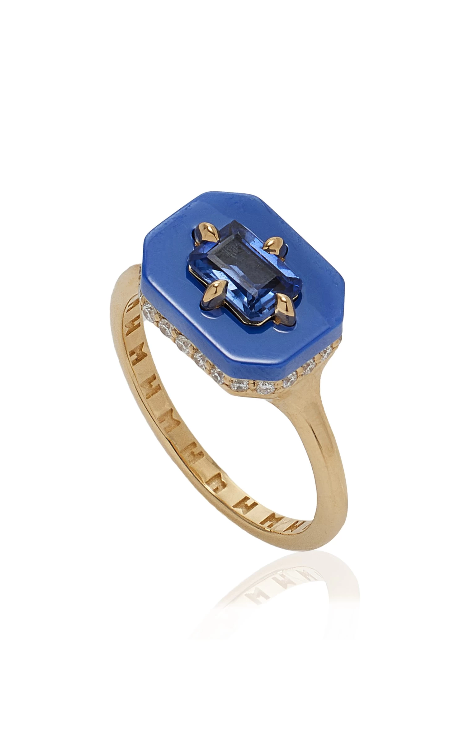 18k Yellow Gold Bleue Ceramic Sapphire Ring 3 18k Yellow Gold Bleue Ceramic Sapphire Ring