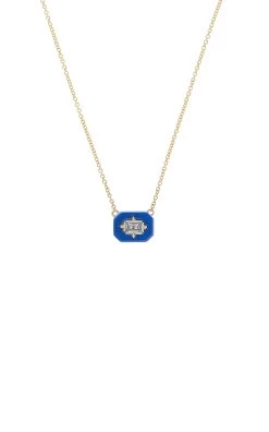 18k Yellow Gold L'Heure Bleue Ceramic Medium Diamond East West Pendant