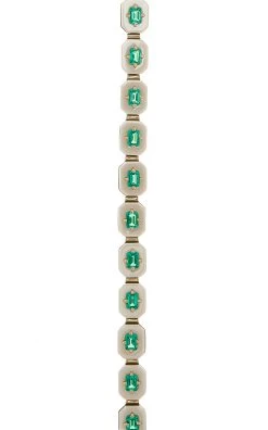 18k Yellow Gold Volley Llama Ceramic Green Emerald Tennis Bracelet -Lady Fashion Store minty ivory 18k yellow gold volley llama ceramic diamond tennis bracelet 2