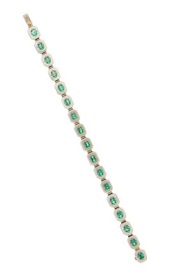 18k Yellow Gold Volley Llama Ceramic Green Emerald Tennis Bracelet -Lady Fashion Store minty ivory 18k yellow gold volley llama ceramic diamond tennis bracelet 3
