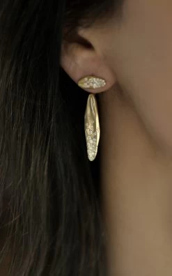 Baby Malak Flourish 18k Gold Diamond Marquise Drop Earrings