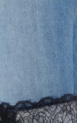 Hybrid Denim And Mesh Wide-Leg Jeans -Lady Fashion Store nensi dojaka black hybrid jeans with sheer leg 4