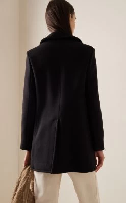 NILI LOTAN Cash Double-Breasted Wool-Twill Peacoat 9 NILI LOTAN Cash Double-Breasted Wool-Twill Peacoat -Lady Fashion Store nili lotan black cash double breasted twill wool peacoat 2