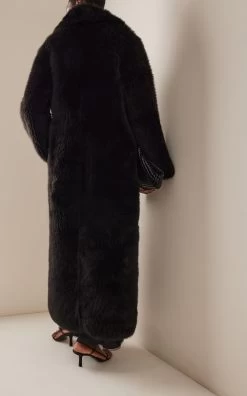 NILI LOTAN Damien Long Fur Coat -Lady Fashion Store nili lotan black damien fur coat 3