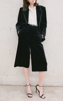 NILI LOTAN Ilford Wool Gaucho Pants -Lady Fashion Store nili lotan black ilford wool gaucho pants 1