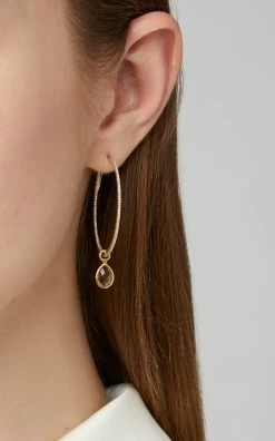 Flip 18K Gold, Citrine And Diamond Hoop Earrings