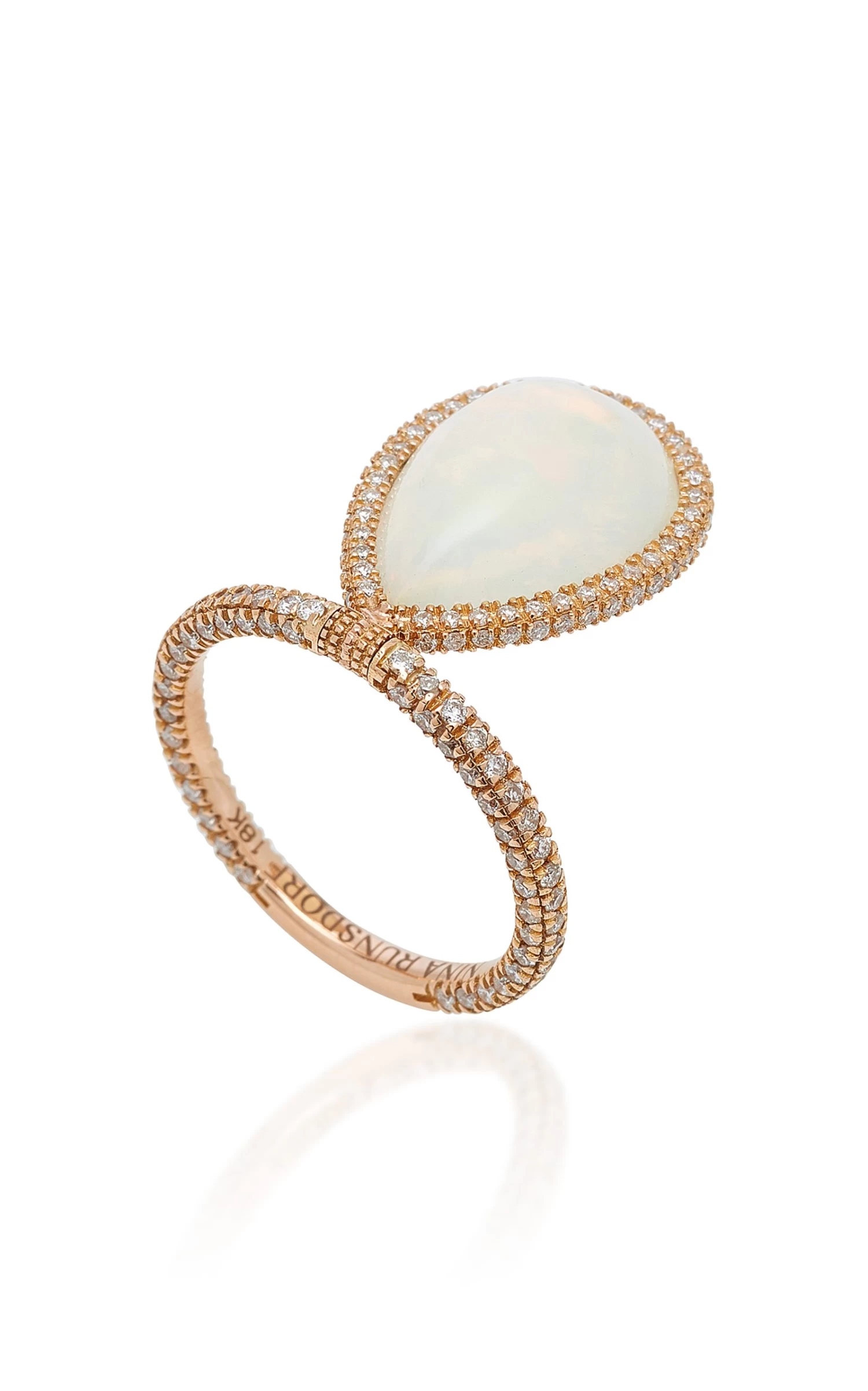 18K Rose Gold Opal And Diamond Flip Ring 4 18K Rose Gold Opal And Diamond Flip Ring - Image 2