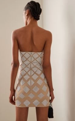 Gia Rhinestone-Embellished Jersey Mini Dress 8 Gia Rhinestone-Embellished Jersey Mini Dress -Lady Fashion Store nue studio neutral gia strapless rhinestone embellished jersey mini dress 2