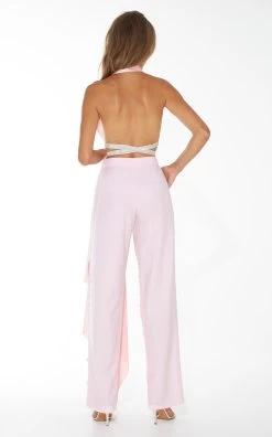 Rose Quarz Crystal-Embellished Wool Tapered Pants -Lady Fashion Store nue studio pink rose quarz crystal embellished wool tapered pants 1