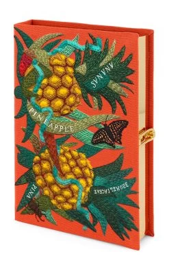 Ananas Book Clutch -Lady Fashion Store olympia le tan orange ananas book clutch 1