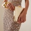 Oscar De La Renta Metallic Leather Box Clutch -Lady Fashion Store oscar de la renta gold slim box frame metallic leather bag