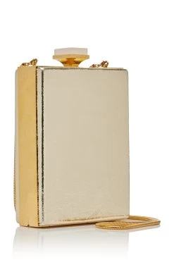 Oscar De La Renta Metallic Leather Box Clutch 12 Oscar De La Renta Metallic Leather Box Clutch -Lady Fashion Store oscar de la renta gold slim box frame metallic leather bag 3