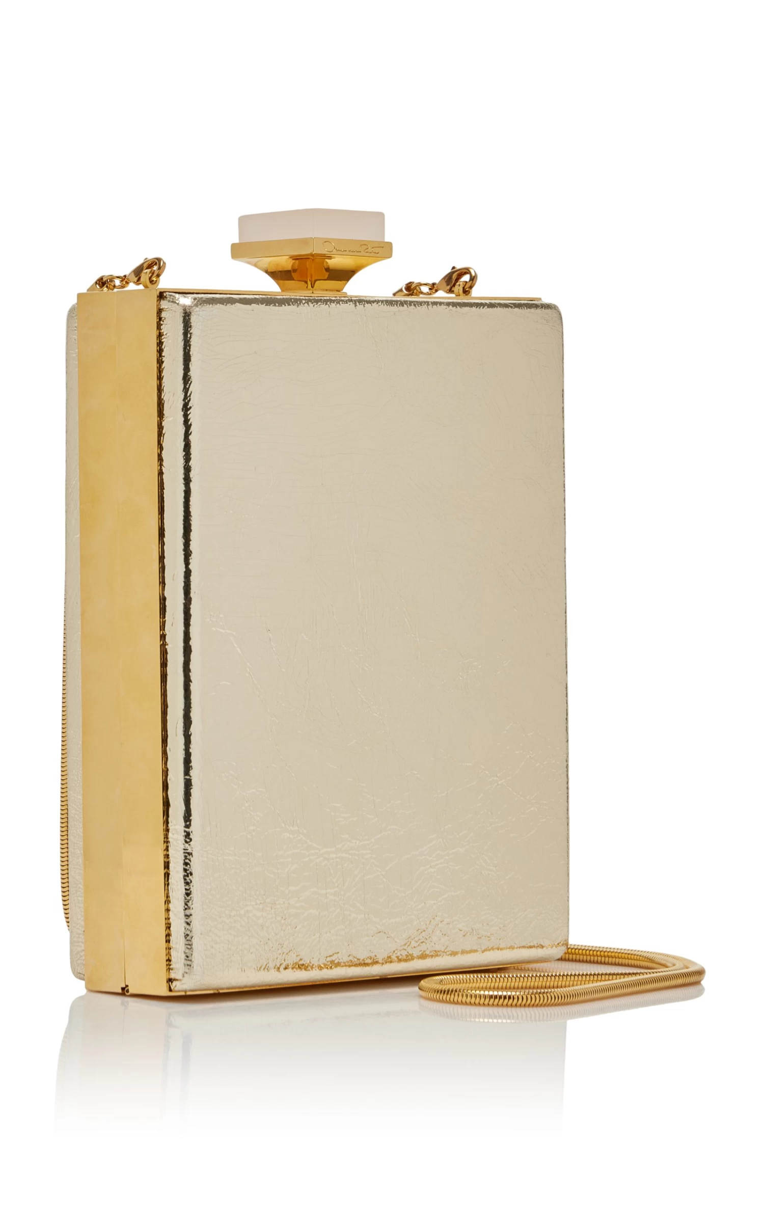 Oscar De La Renta Metallic Leather Box Clutch 6 Oscar De La Renta Metallic Leather Box Clutch - Image 4