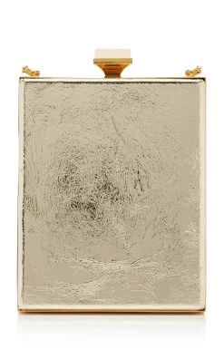 Oscar De La Renta Metallic Leather Box Clutch 13 Oscar De La Renta Metallic Leather Box Clutch -Lady Fashion Store oscar de la renta gold slim box frame metallic leather bag 4