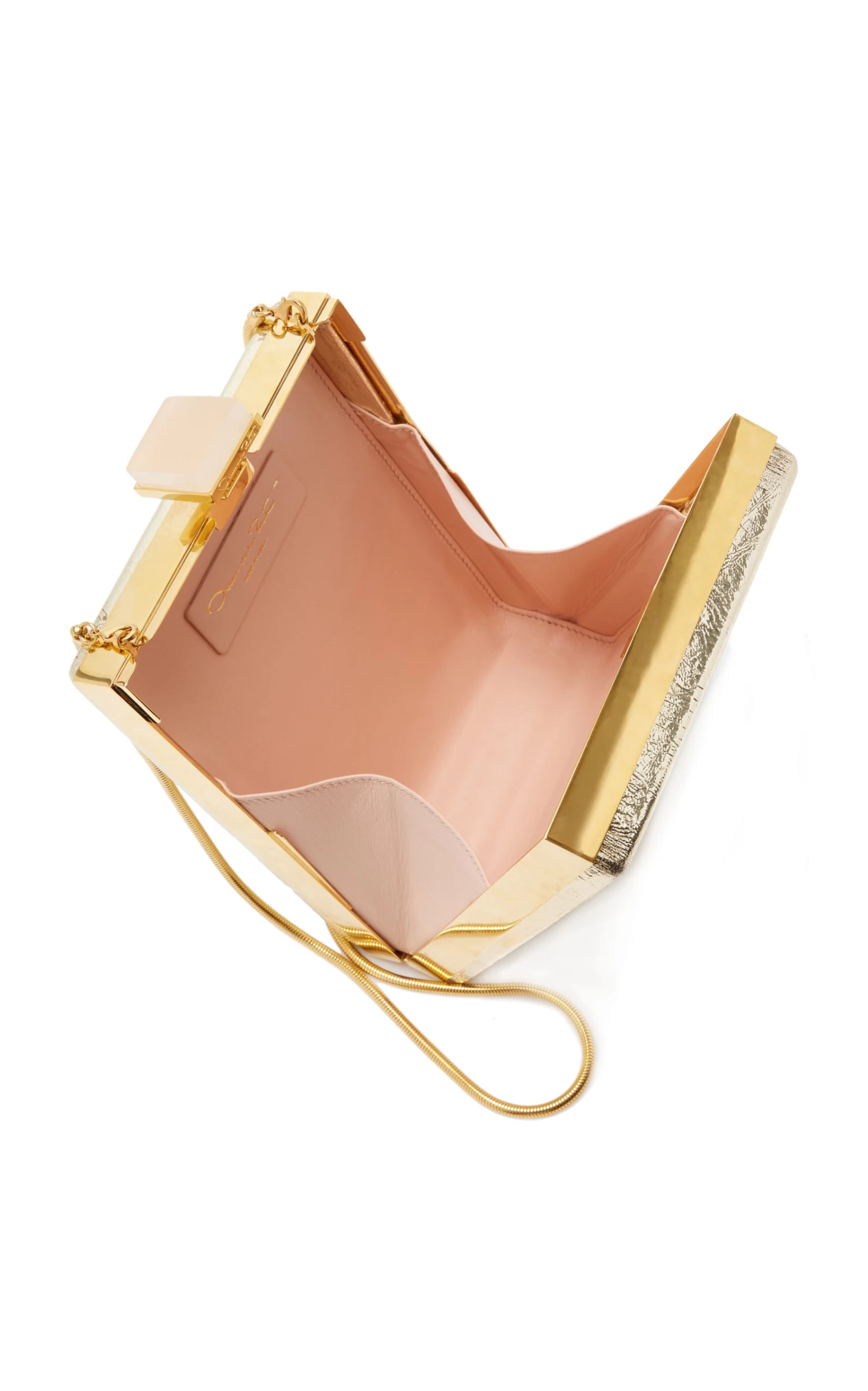 Oscar De La Renta Metallic Leather Box Clutch 8 Oscar De La Renta Metallic Leather Box Clutch - Image 6