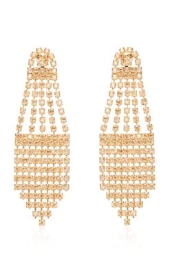 Oscar De La Renta Slim Crystal Fann Earrings