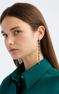 Oscar De La Renta Crystal Baguette Strand Earrings