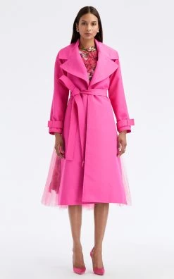 Oscar De La Renta Moire Faille Trench Coat